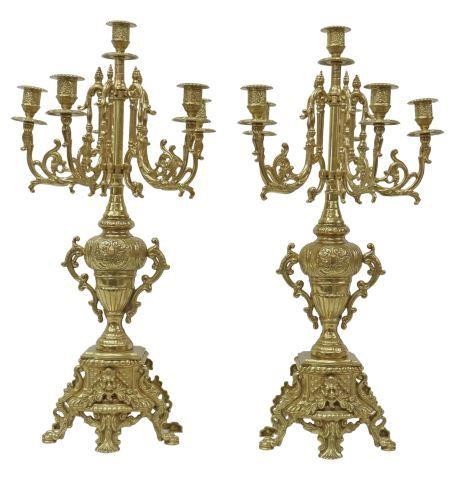 (2) ITALIAN ROCOCO STYLE BRASS 6-LT
