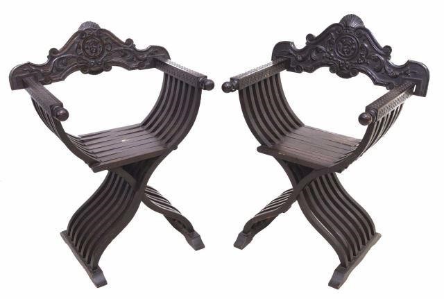 (2) ITALIAN SAVONAROLA CARVED