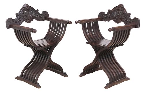 (2) ITALIAN SAVONAROLA CARVED