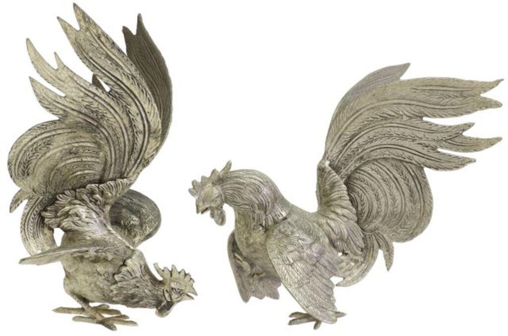 (2) ITALIAN SILVERED BRONZE