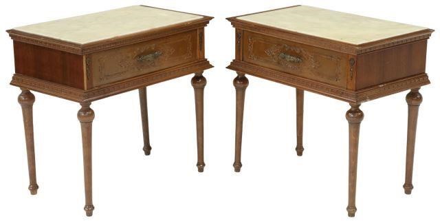 (2) ITALIAN STONE-TOP WALNUT