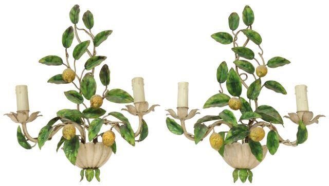 (2) ITALIAN TOLE PAINTED LEMON
