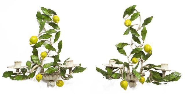 (2) ITALIAN TOLE PAINTED LEMON 2-LT