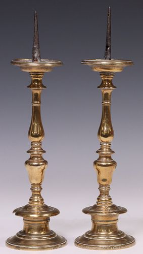 (2) ITALIAN TURNED BRASS CANDLE