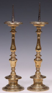 (2) ITALIAN TURNED BRASS CANDL
