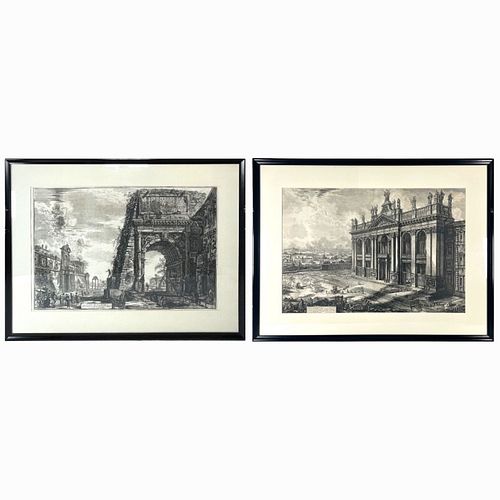 2 ITALIAN VEDUTA CITYSCAPE BLACK