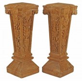 (2) ITALIANATE CARVED MARBLE P