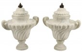 (2) ITALIANATE MARBLE URNS WIT
