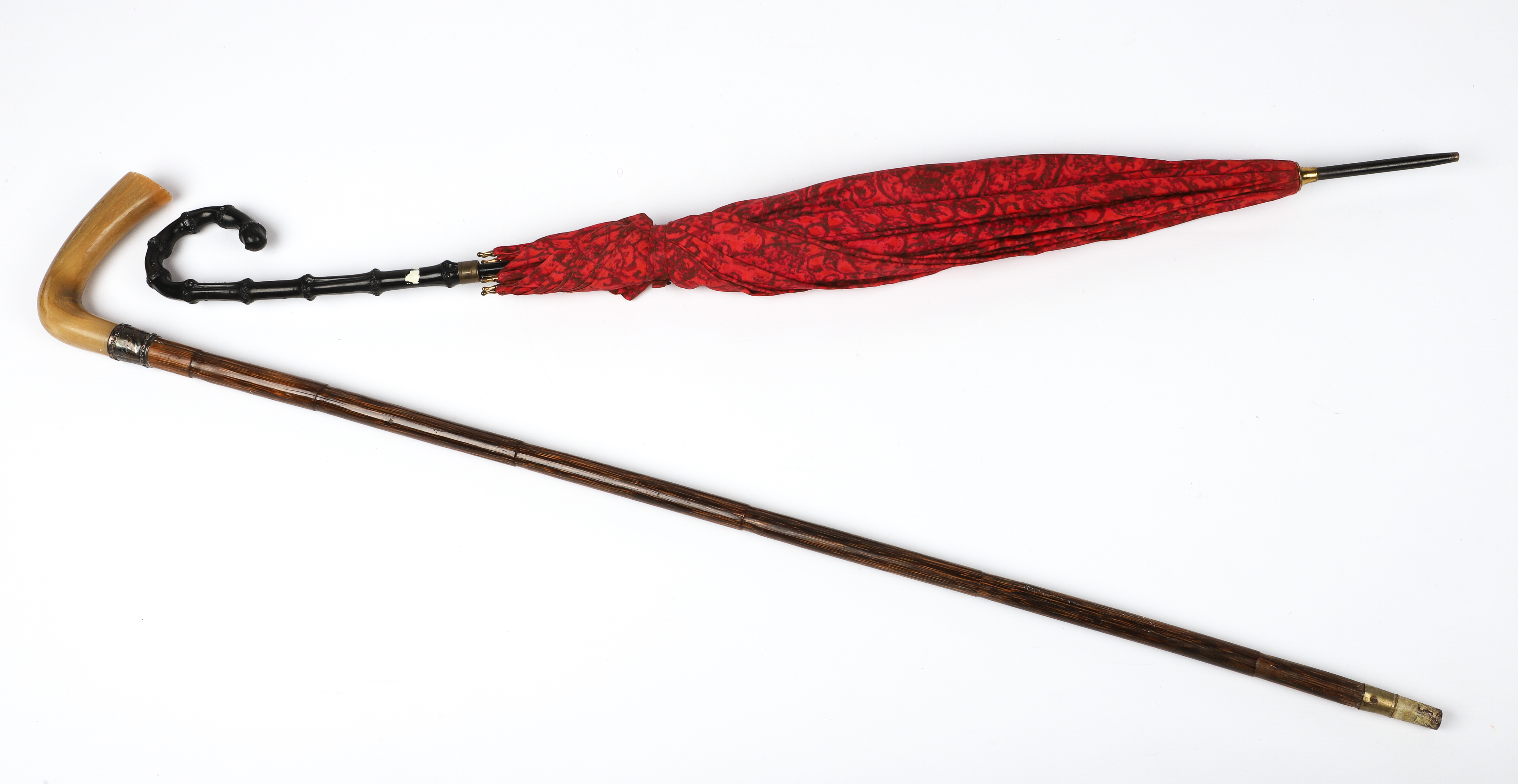 (2) Items, c/o cane with sterling