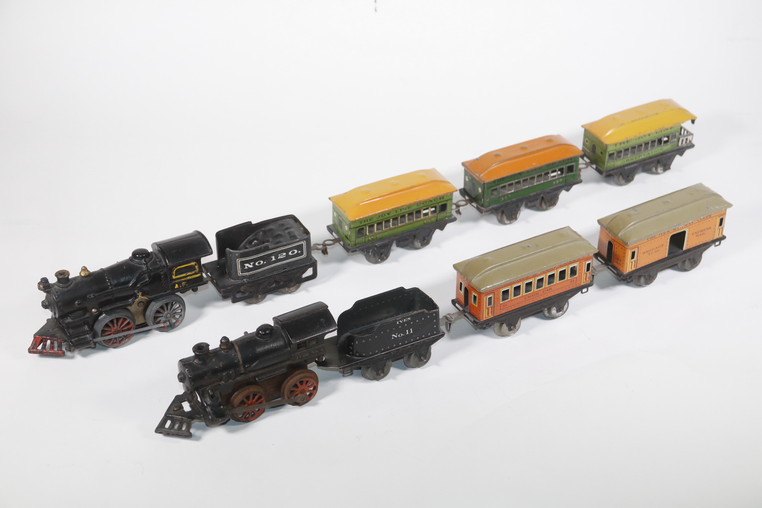 (2) IVES WIND-UP TOY TRAINS WITH
