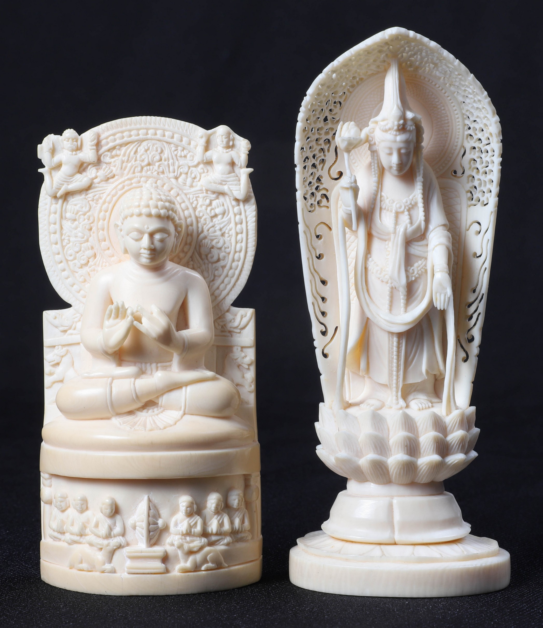 (2) Ivory Carved Buddha and