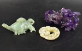 2 JADE CARVED PLAQUE & TURTLE