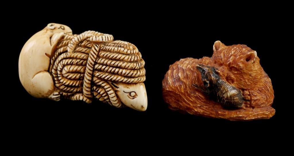2 JAPANESE ANTIQUE CARVED IVORY
