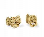 2 JAPANESE BONE CARVING NESTUK
