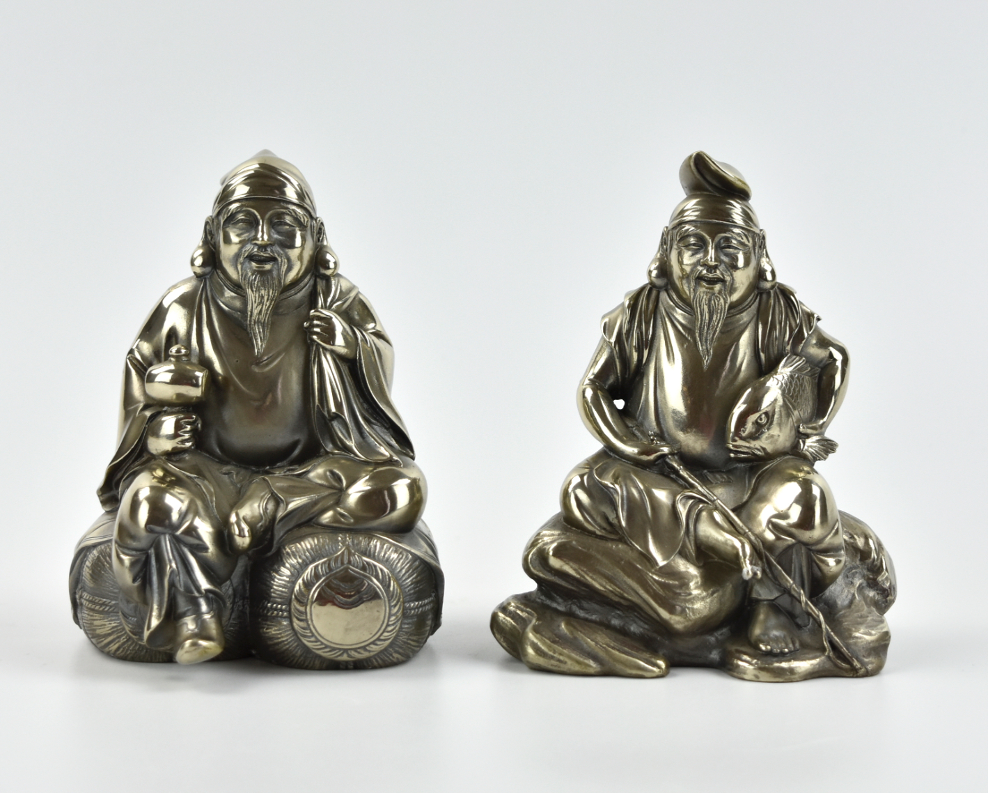 2 JAPANESE BRASS FIGURES OF OLD