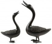 (2) JAPANESE BRONZE DUCK FORM