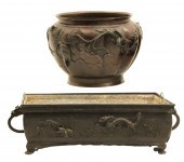 2 JAPANESE BRONZE PLANTERS Two