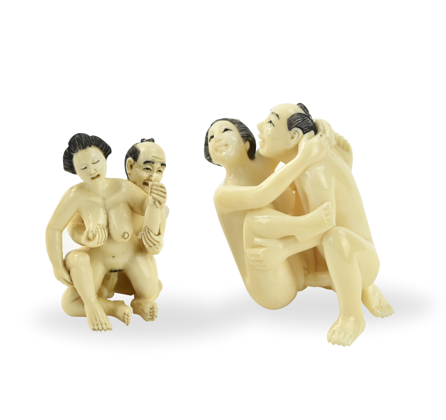 (2) JAPANESE CARVED BONE" INTERACT"