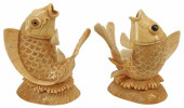 (2) JAPANESE CARVED BONE VENEE