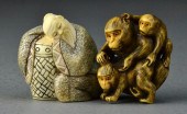 (2) Japanese Carved Ivory Nets