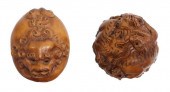 (2) JAPANESE CARVED WOOD SHISH