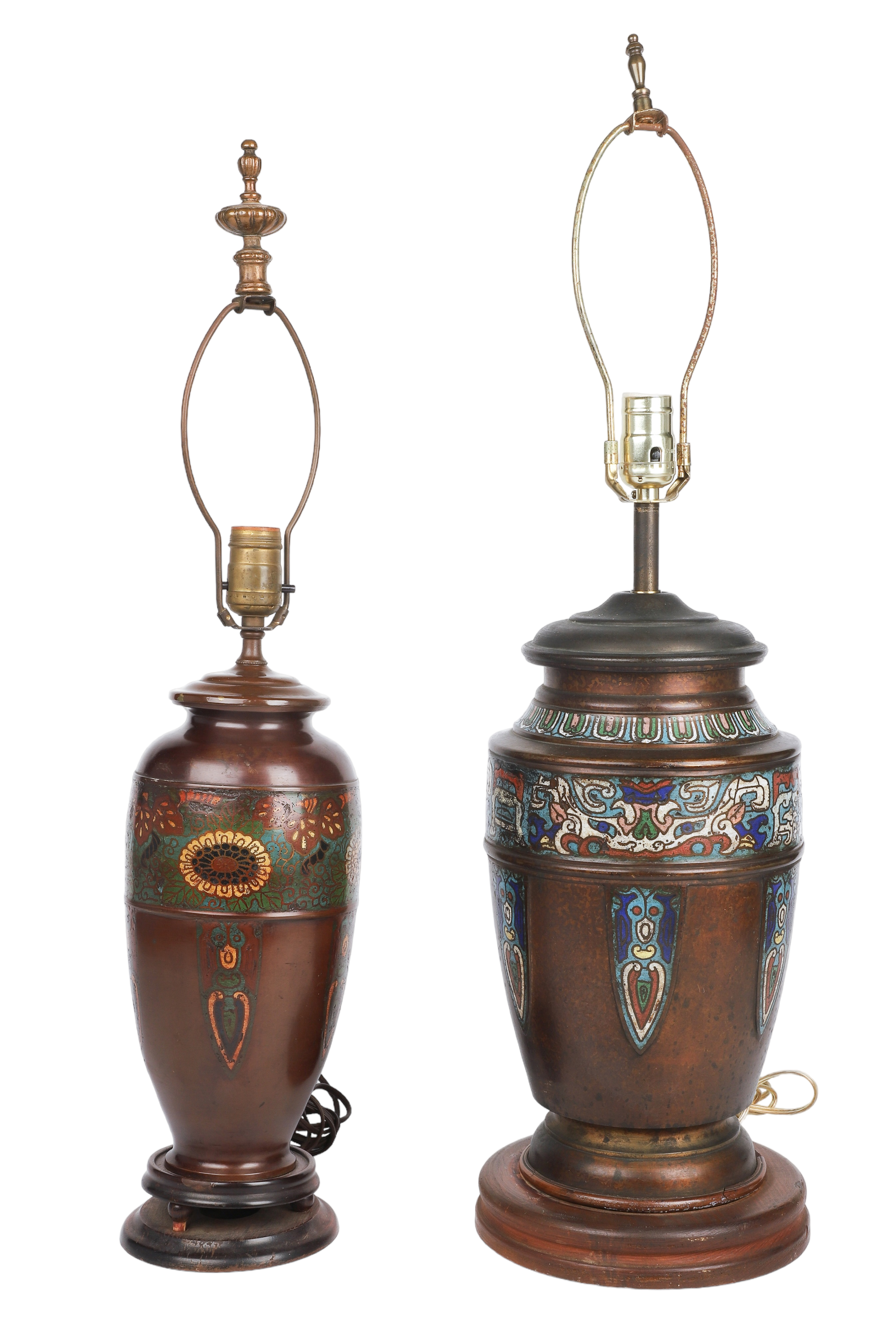 (2) Japanese Champleve Bronze Vases