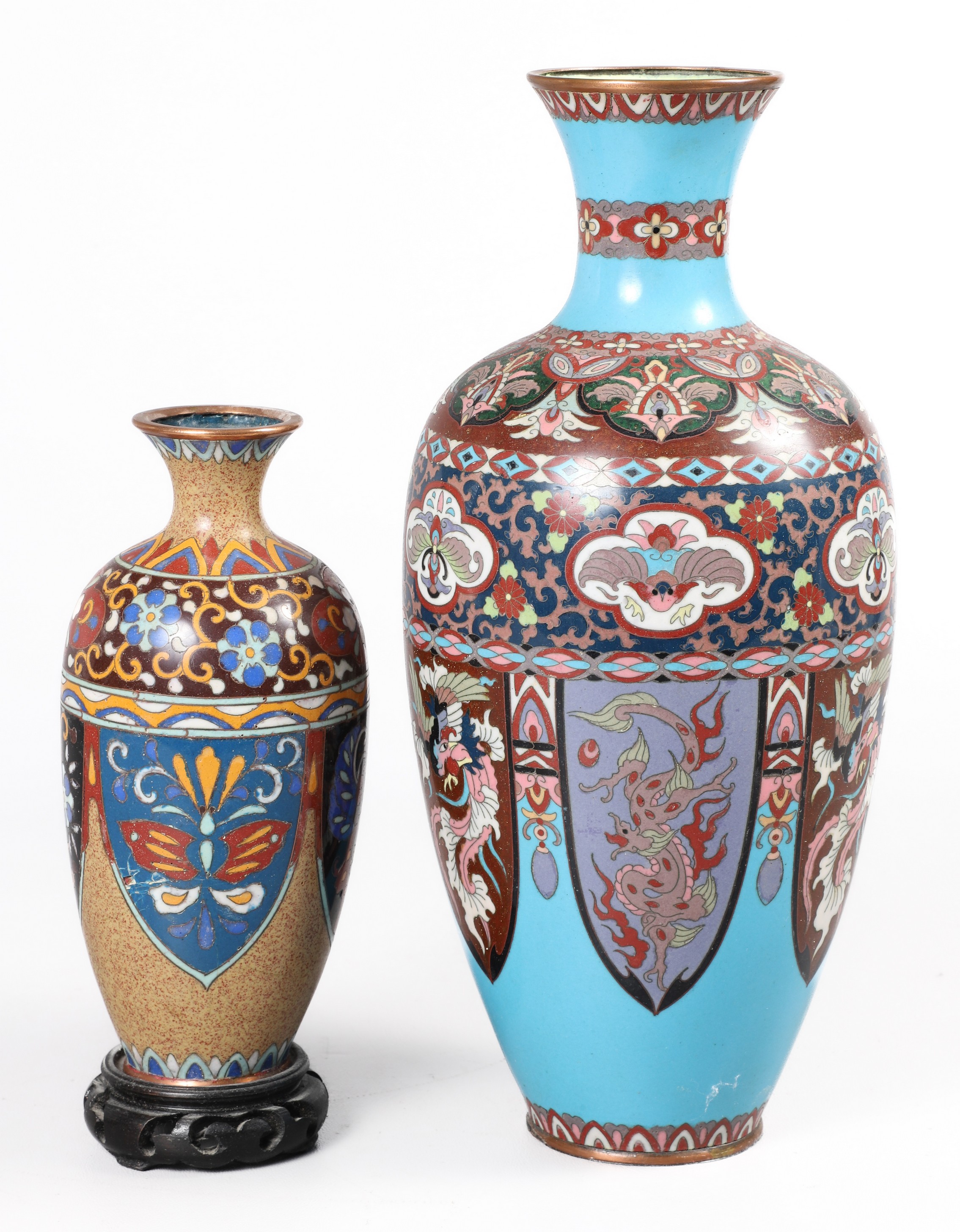 (2) Japanese cloisonne enamel