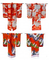 2 JAPANESE CRANE KIMONOS: 2 re