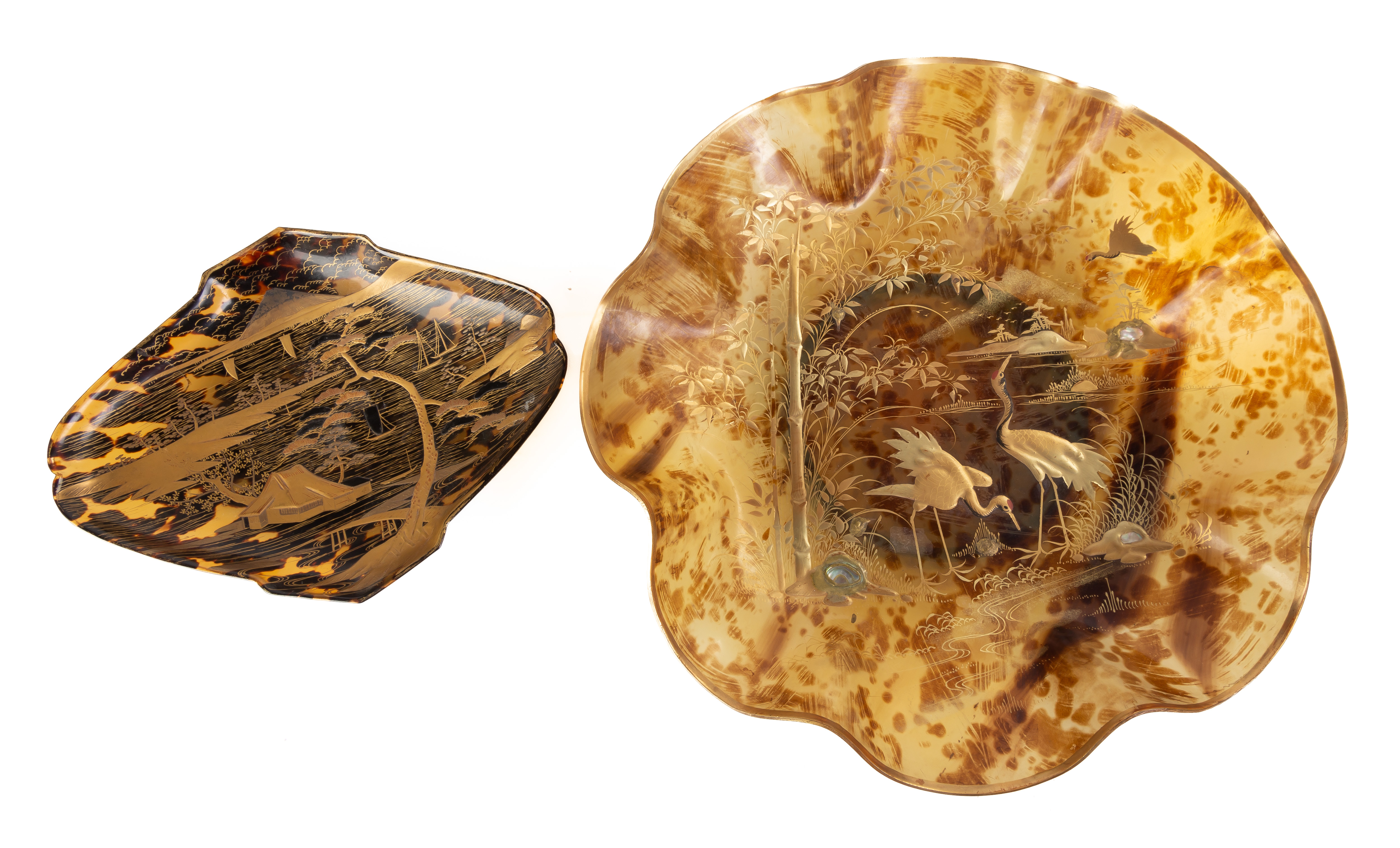 (2) JAPANESE ENAMELED SHELL