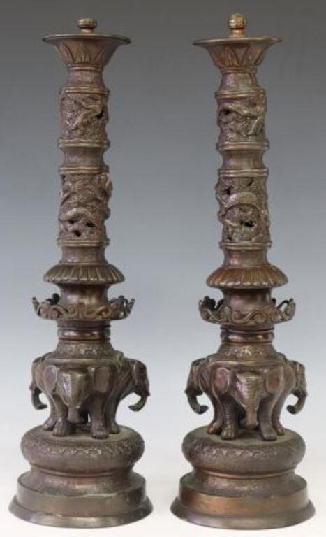 (2) JAPANESE FIGURAL BRONZE TABLE