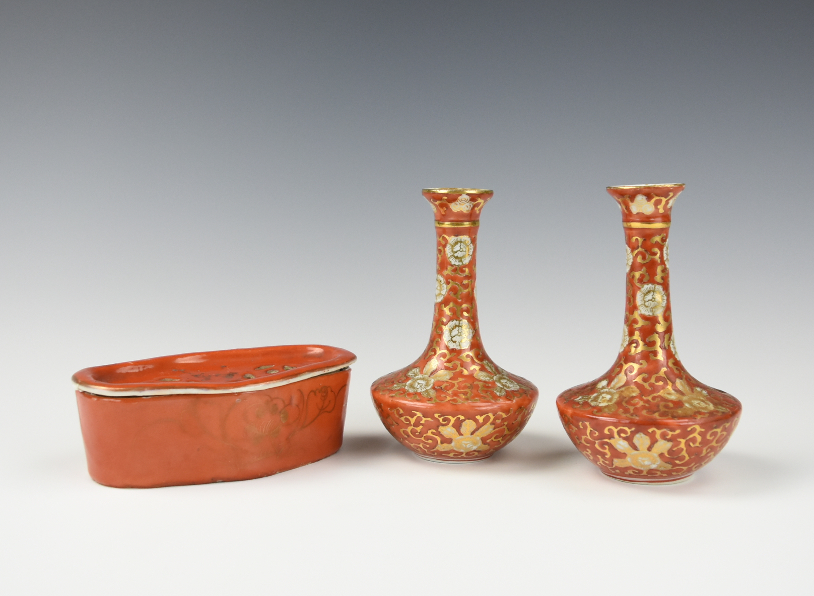 2 JAPANESE GILT IRON RED