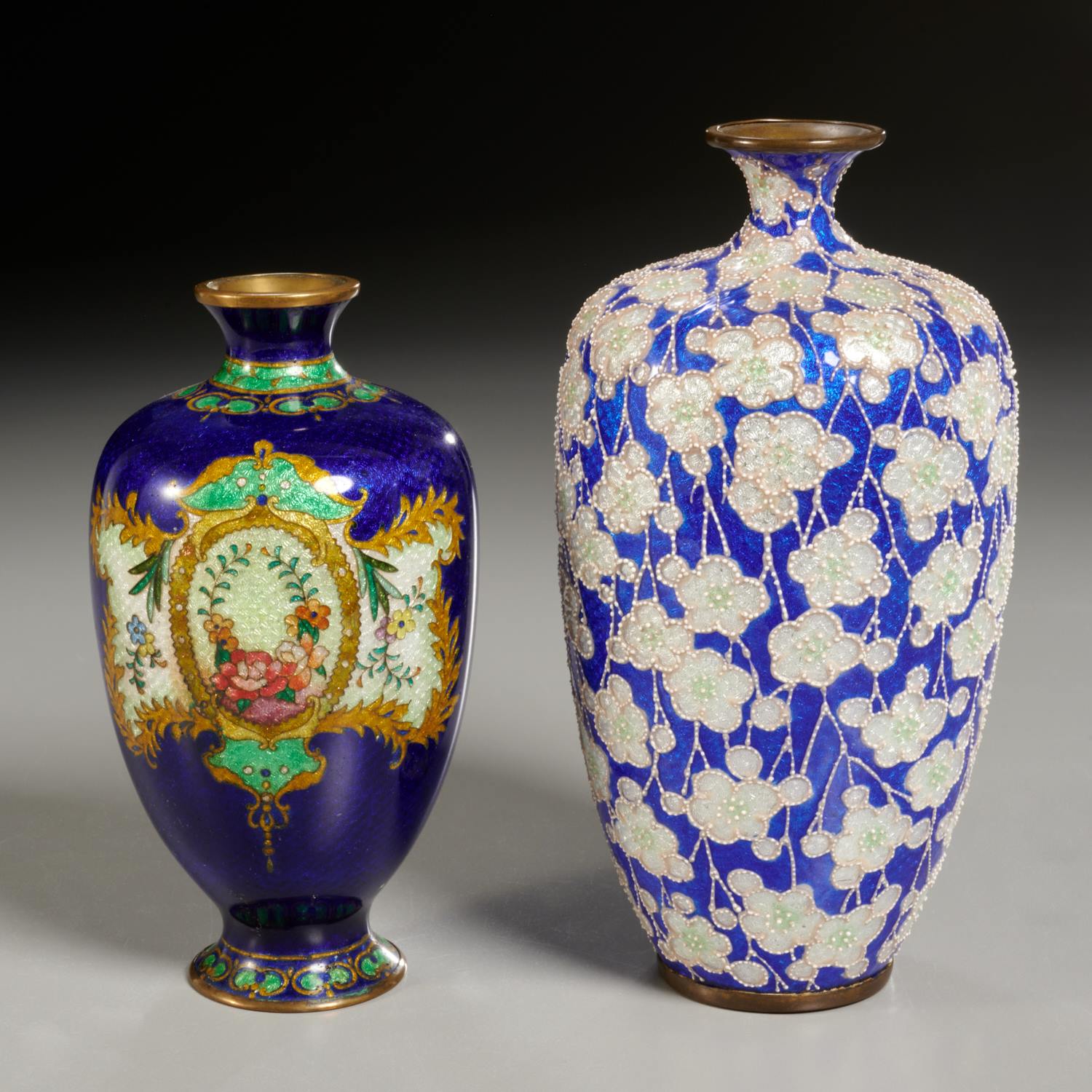 (2) JAPANESE GINBARI CLOISONNE