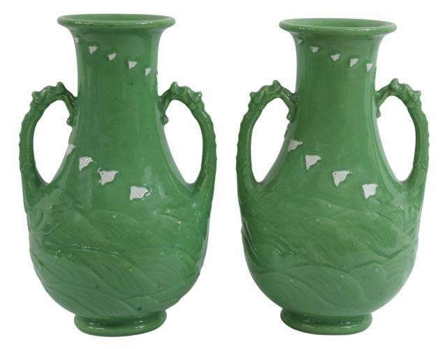 (2) JAPANESE GREEN CERAMIC