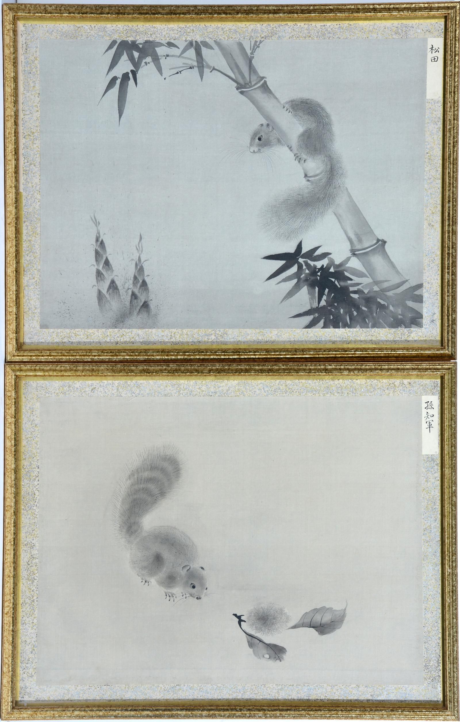 2 JAPANESE INK PAINTINGS ON SILK OF