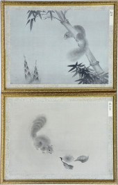 2 JAPANESE INK PAINTINGS ON SI