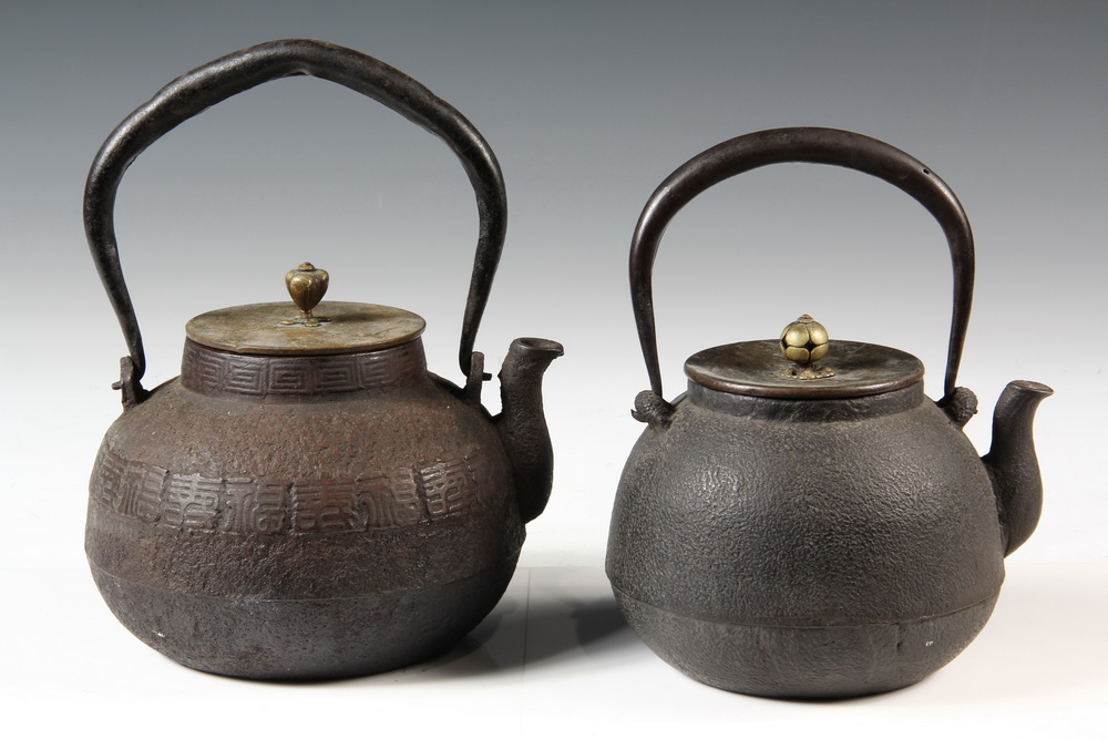 (2) JAPANESE IRON TEAPOTS - Two