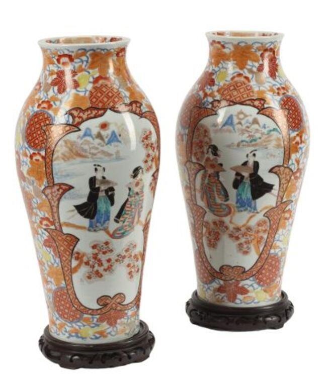 (2) JAPANESE KUTANI PORCELAIN VASES