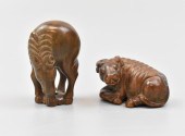 2 JAPANESE NESTUKE CARVED HORS