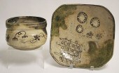 2 JAPANESE ORIBE POTTERY VESSE