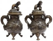 (2) JAPANESE PATINATED BRONZE