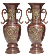 (2) JAPANESE PATINATED BRONZE