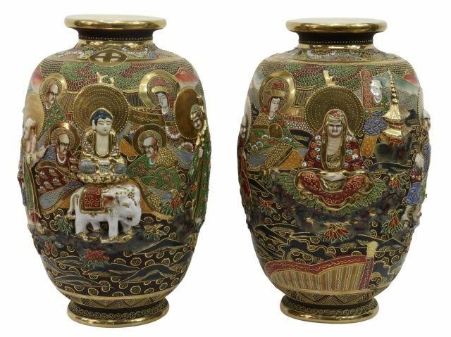 (2) JAPANESE SATSUMA ENAMELED