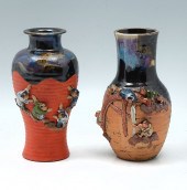 2 JAPANESE SUMIDA GAWA VASES: