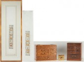 2 JAPANESE TANSU BOXES, 1 SIGN