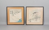2 JAPANESE WATERCOLOR WINTER L