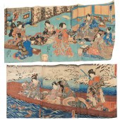 (2) JAPANESE WOODBLOCK TRIPTYC