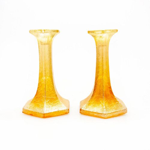 2 JEANNETTE GLASS IRIDESCENT CANDLE