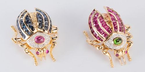 2 JEWELED BEETLE MOVABLE PINS1st