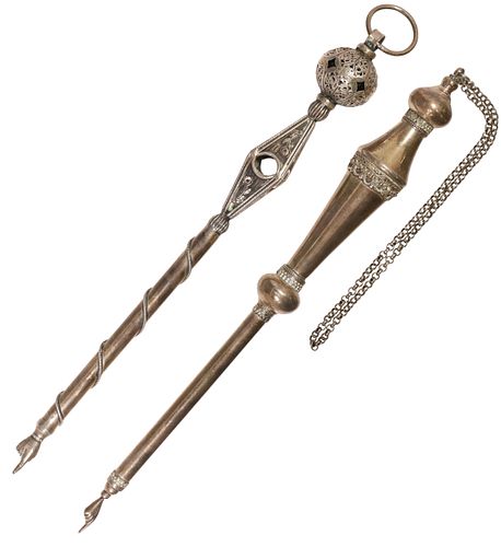 (2) JUDAICA STERLING SILVER TORAH