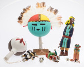 2 KACHINA DOLLS, 2 RATTLES, 3